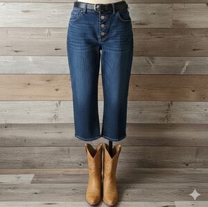 Faith Jeans Have Faith Monterey Wash Rhinestone Button Fly Denim Size 12 Capris